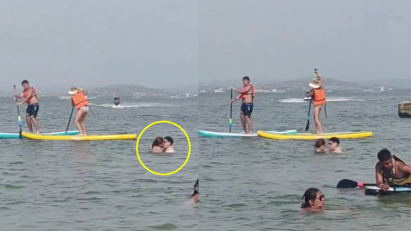 Pareja se fue a los más profundo y extraños movimientos los delataron en el mar (VIDEO)