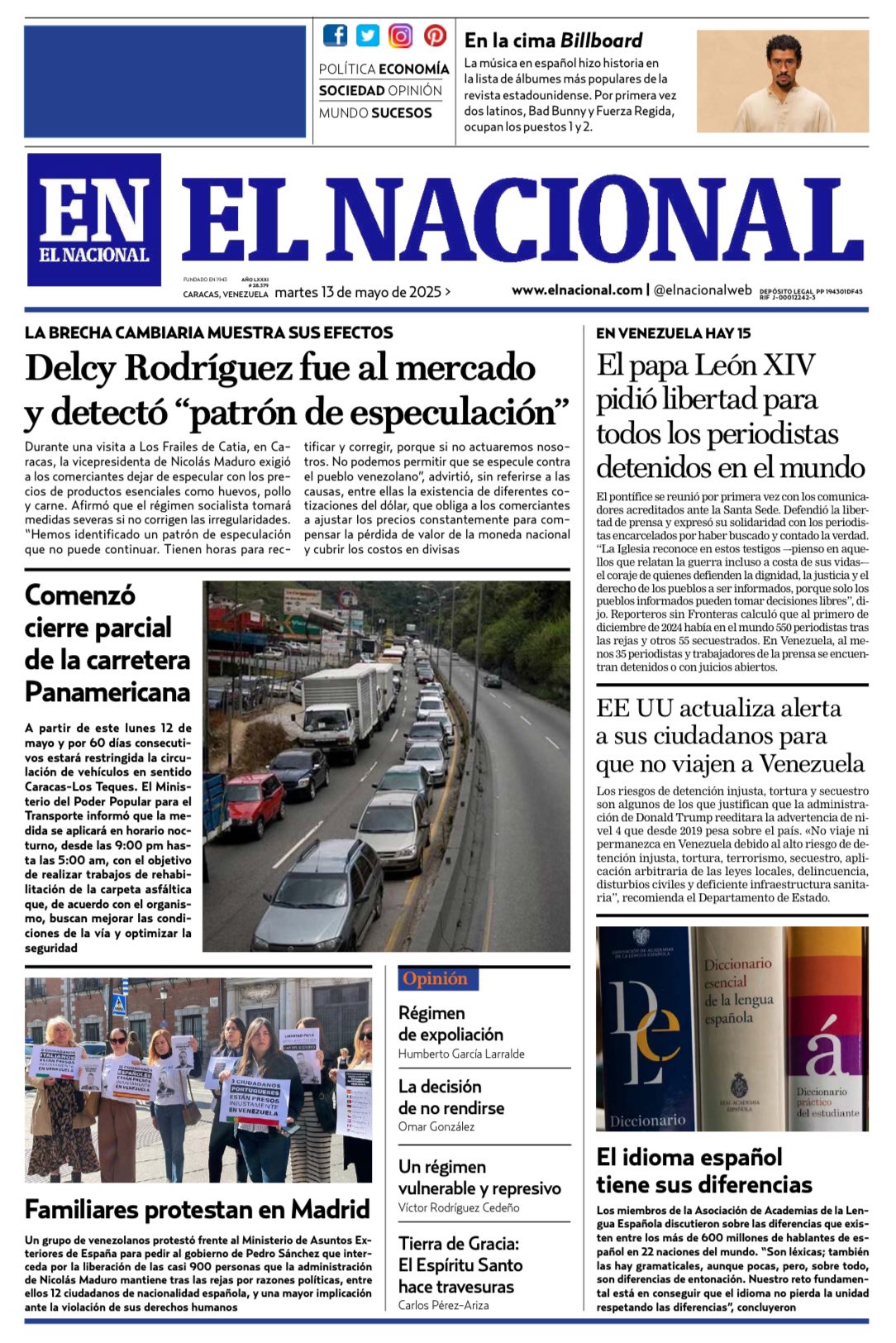 Portadas de este martes 13 de mayo de 2025