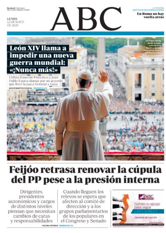 Portadas de la prensa internacional de este lunes 12 de mayo de 2025