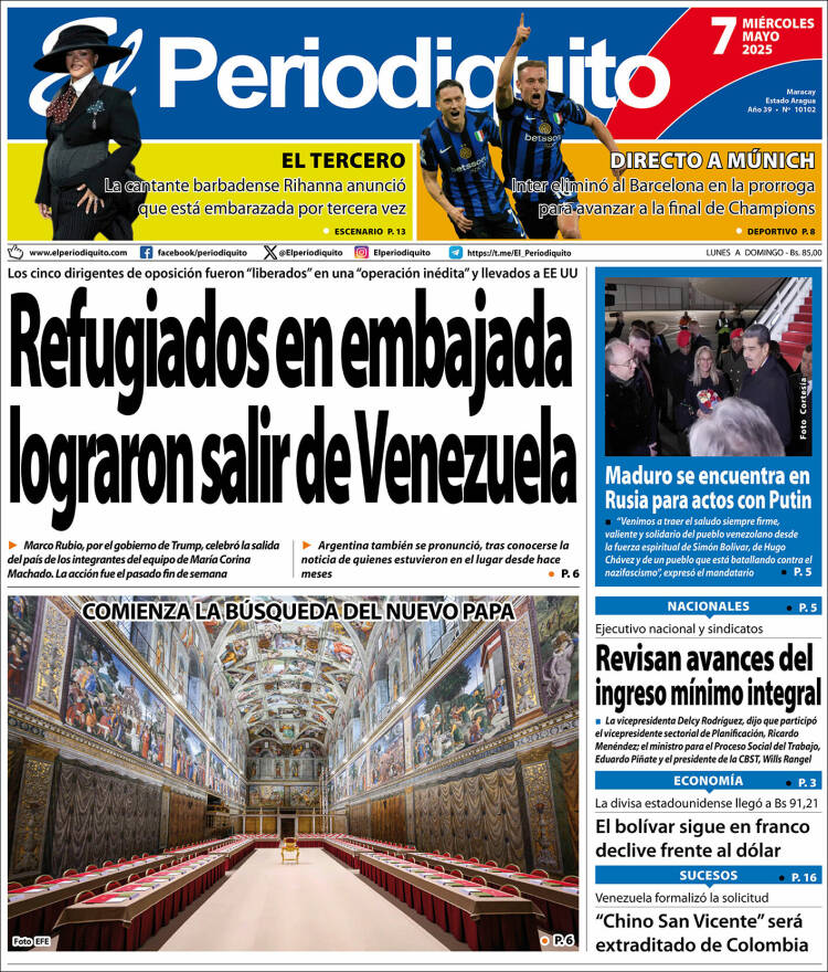 Portadas de este miércoles 7 de mayo de 2025