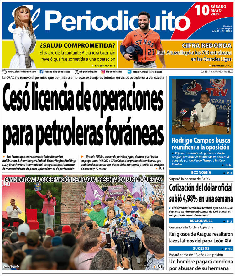 Portadas de este sábado 10 de mayo de 2025